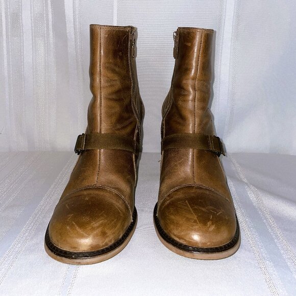 DIESEL "Rita" Women's Brown Leather Ankle Boots Size 9.5 Distressed Look - Picture 4 of 8